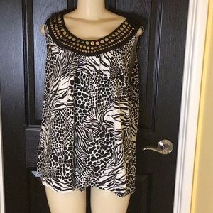 Animal print tank with gold studded collar